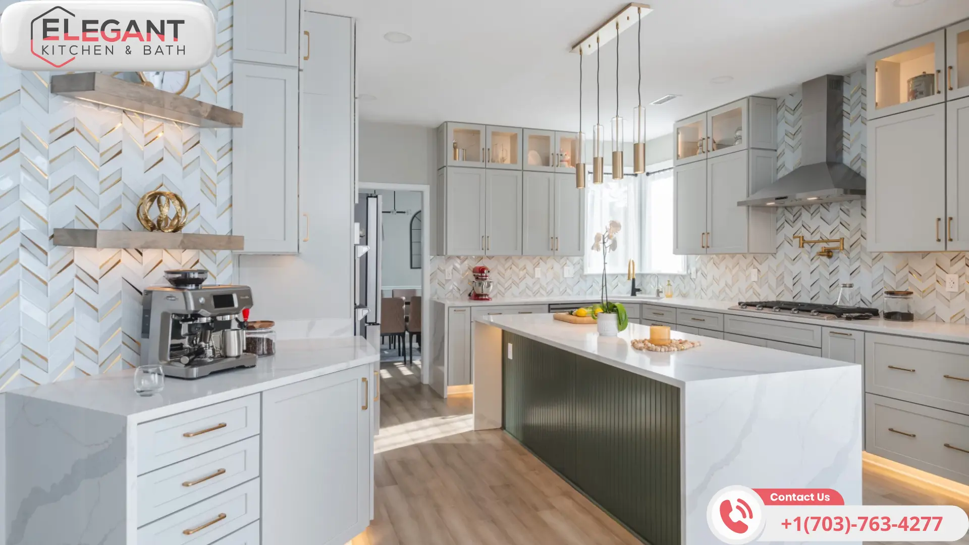 Chevron-Pattern-Subway-Tile-Backsplash-Kitchen-Renovation-with-Elegant-Kitchen-and-Bath-Virginia with Choosing the Right Color for Your Space