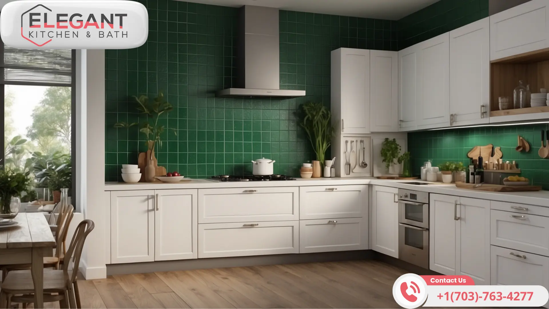 Emerald-Green-Backsplash-with-Elegant-Kitchen-Renovation-Virginia with Choosing the Right Shade of Emerald Green