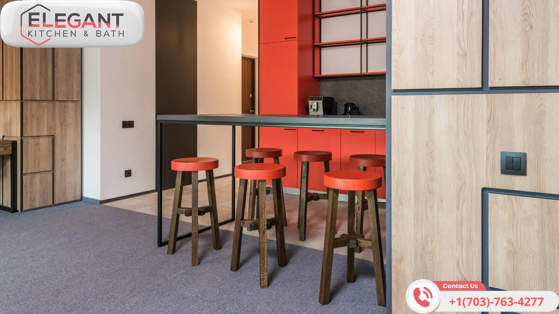 Modern-Backless-Red-Wooden-Kitchen-Island-Stool