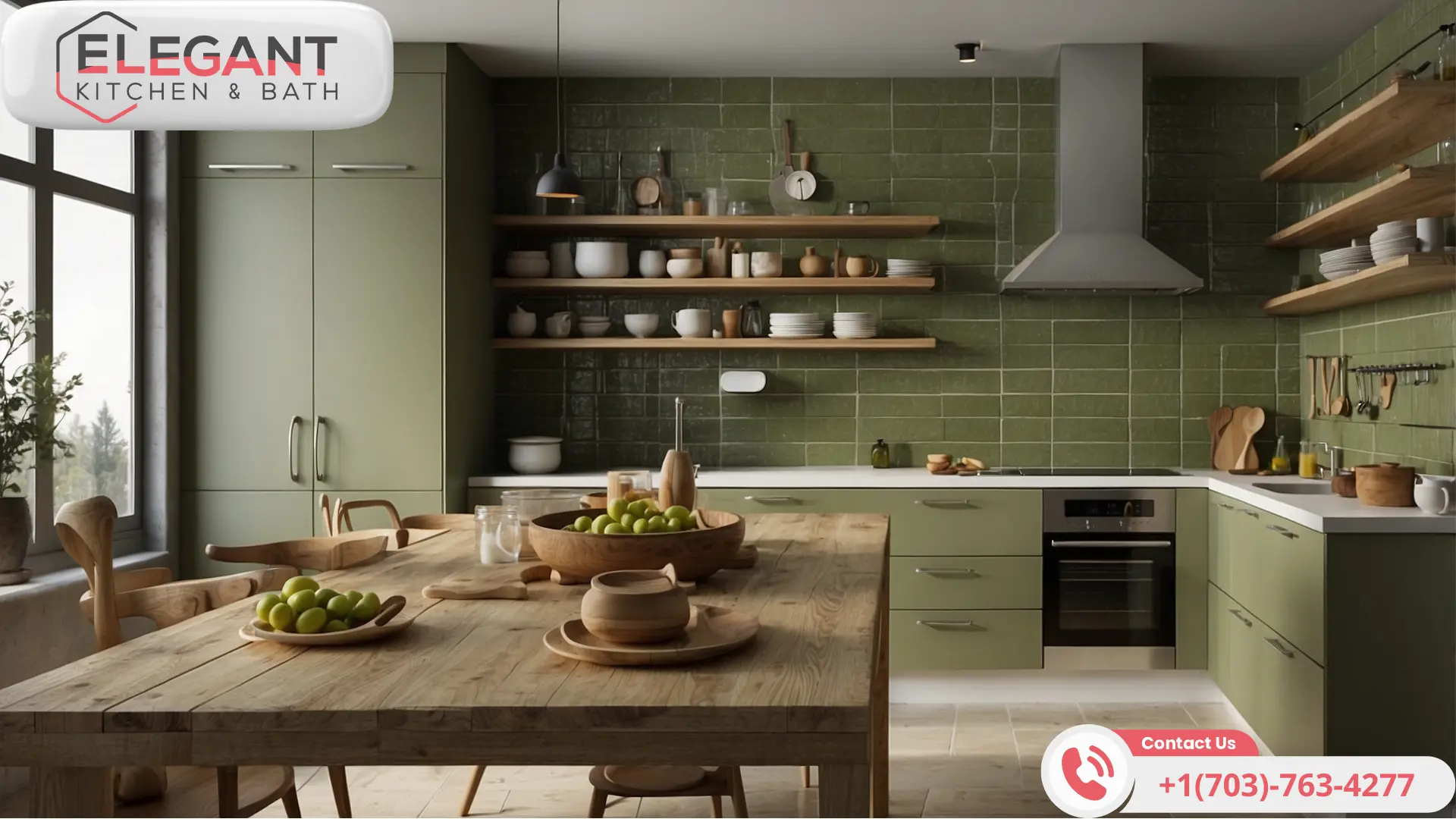 Olive-Green-Backsplash-with-Rustic-Kitchen