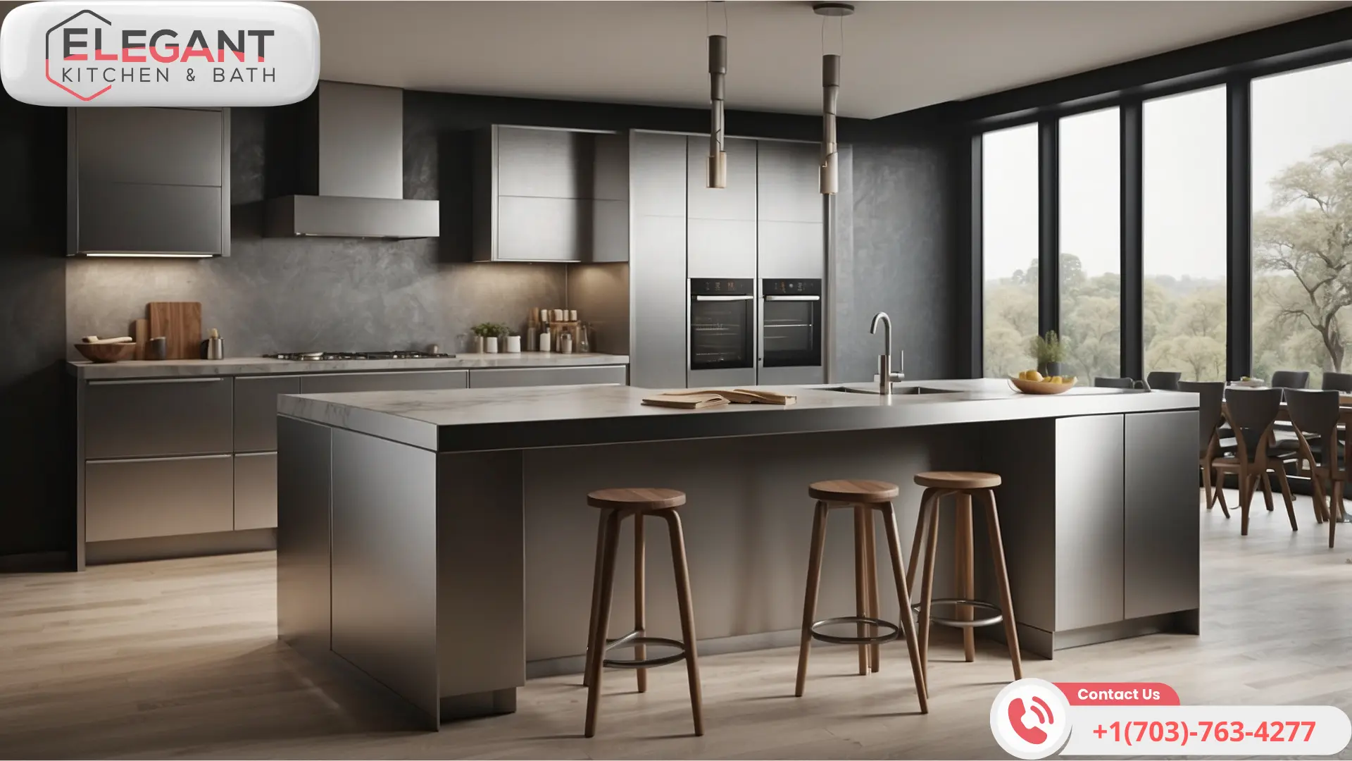Sleek-Stainless-Steel-Kitchen-Island