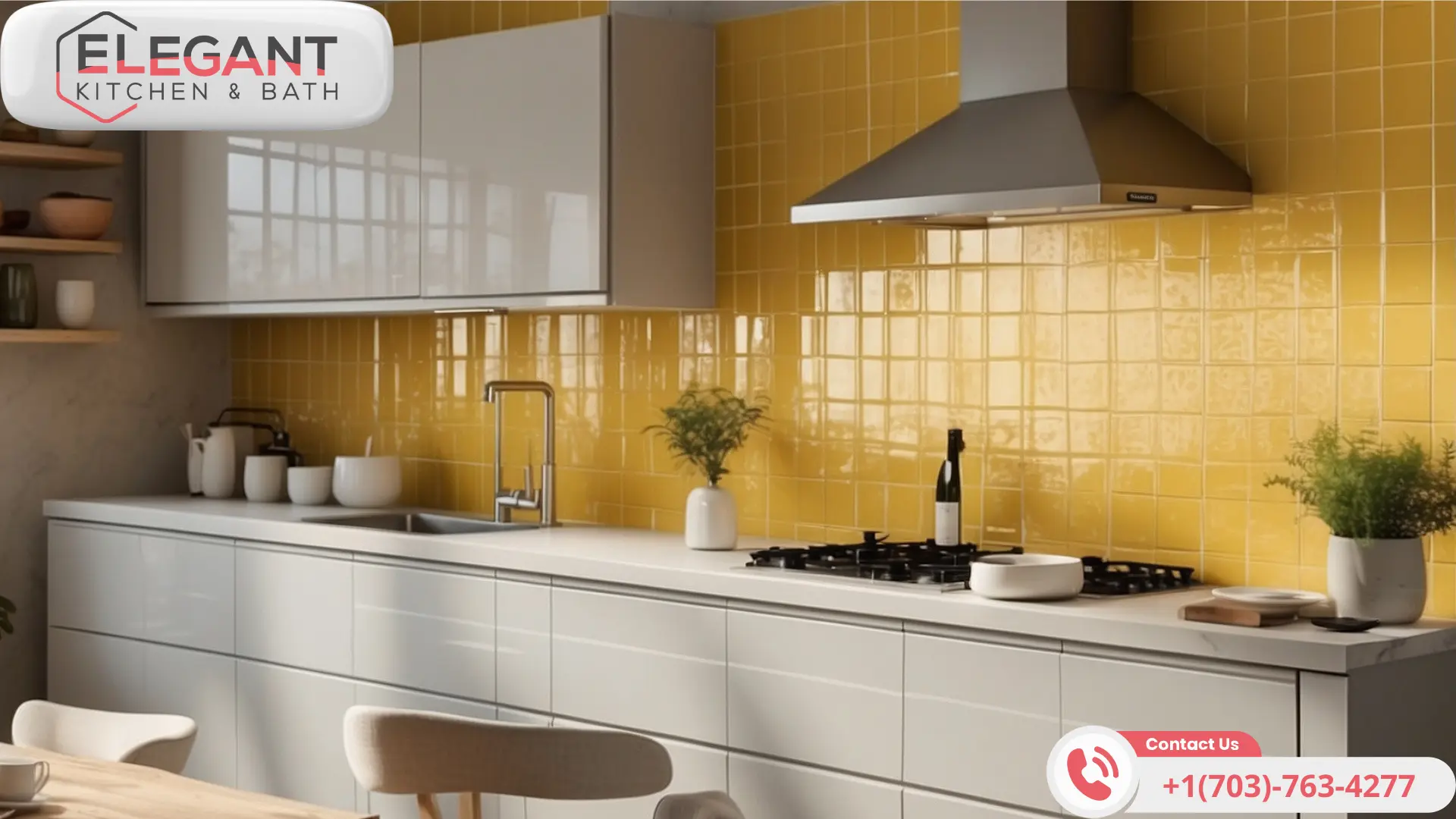word2| %focuskw%| %page%|%sitename% Yellow-Glass-Tile-Backsplash-in-Small-Kitchen-Elegant-Kitchen-Remodeling-VA