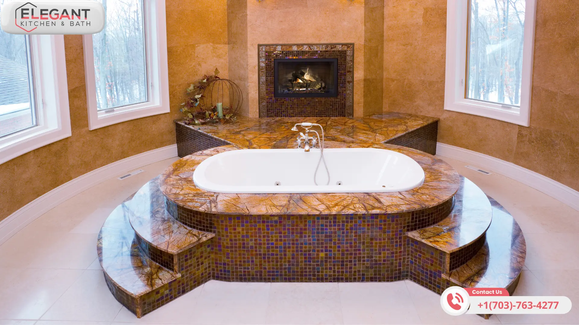 Tub-with-a-Fireplace in bathroom remodeling