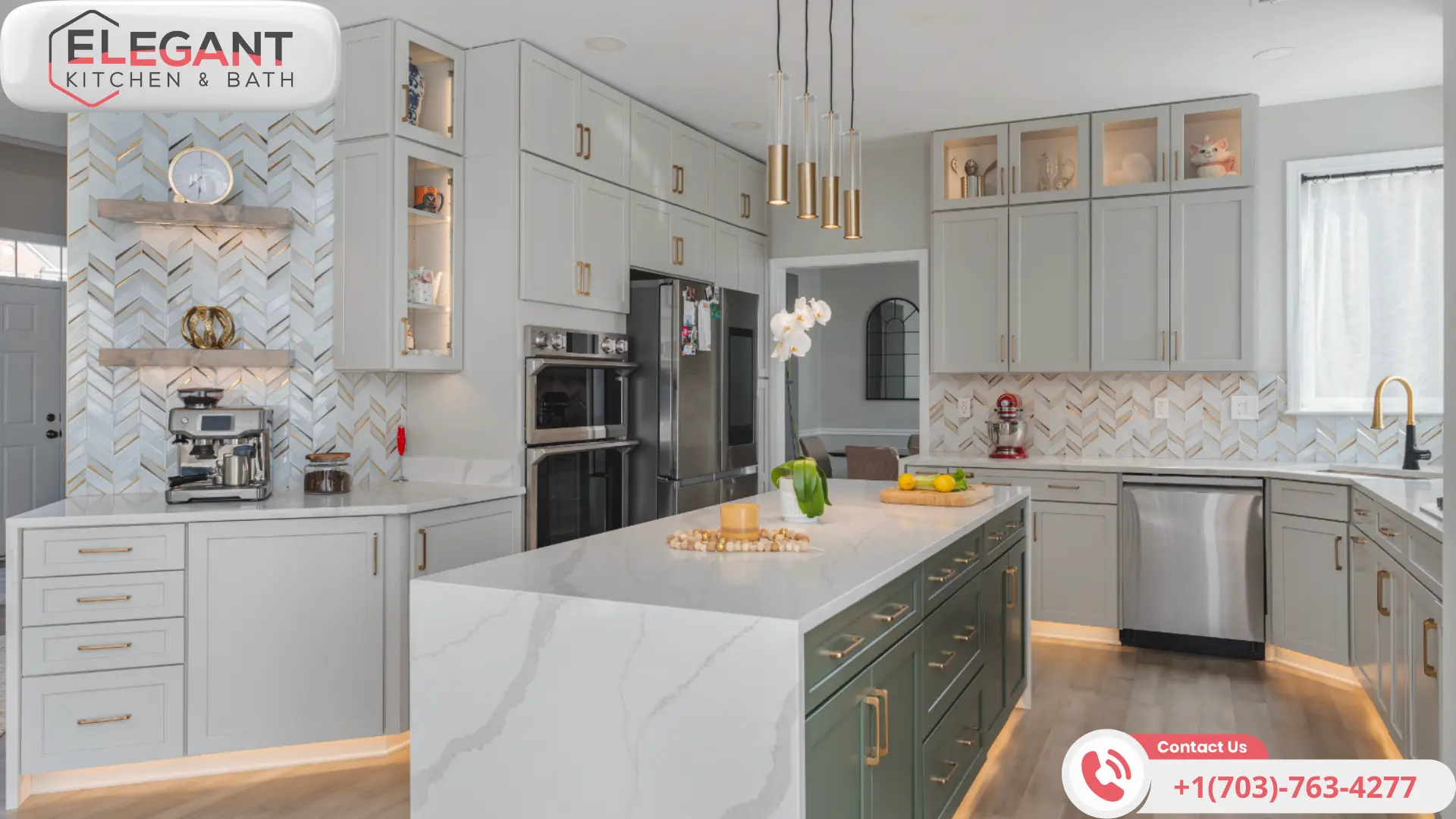 Chevron-Pattern-Porcelain-Tile-Backsplash-Elegant-Kitchen