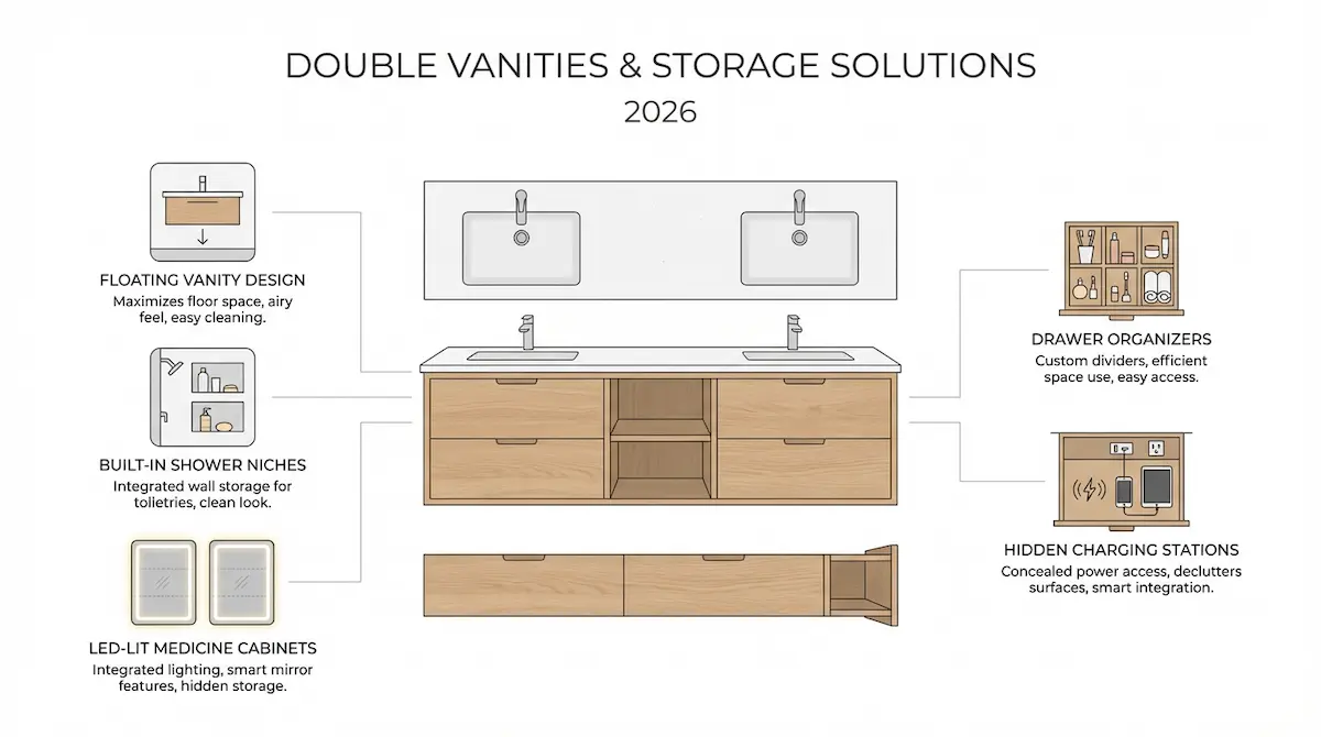 Double vanities storage solutions